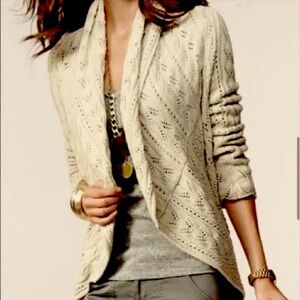CAbi | Cream Open Waterfall Cardigan | 100% Cotton | Sz M